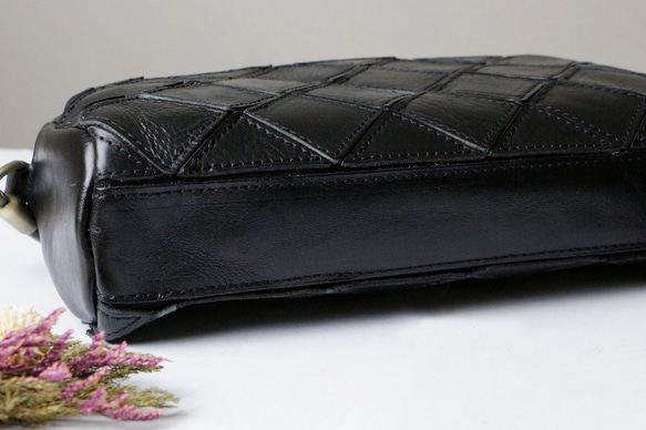 2wayレザーショルダーバッグ斜め掛け大人カジュアルバッグ　出会いバッグ ブラック 8枚目の画像