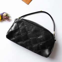 2wayレザーショルダーバッグ斜め掛け大人カジュアルバッグ　出会いバッグ ブラック 2枚目の画像