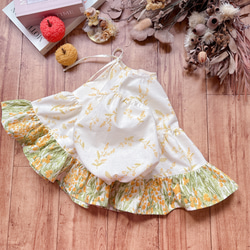 長袖ティアードプルオーバー♡コットンリネンシーチング　ミモザ　ナチュラル　80size 6枚目の画像