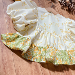 長袖ティアードプルオーバー♡コットンリネンシーチング　ミモザ　ナチュラル　80size 3枚目の画像