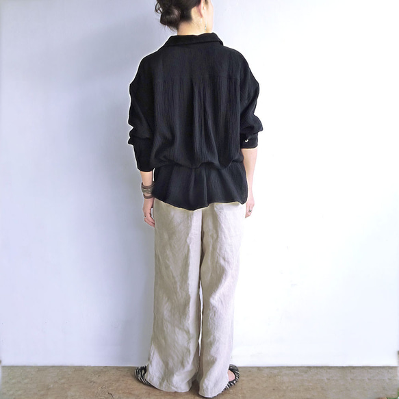 ガーゼオーバーシルエットシャツ（ブラック） 7枚目の画像