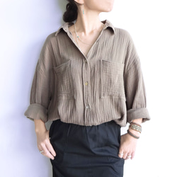 ガーゼオーバーシルエットシャツ（ブラック） 9枚目の画像