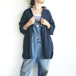 ガーゼオーバーシルエットシャツ（ブラック） 14枚目の画像