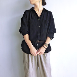 ガーゼオーバーシルエットシャツ（ブラック） 1枚目の画像