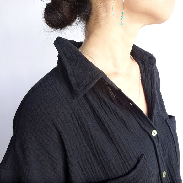 ガーゼオーバーシルエットシャツ（ブラック） 8枚目の画像