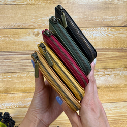 薄マチで使いやすい 本革 ハーフ財布 ヴィンテージ レッド 5枚目の画像