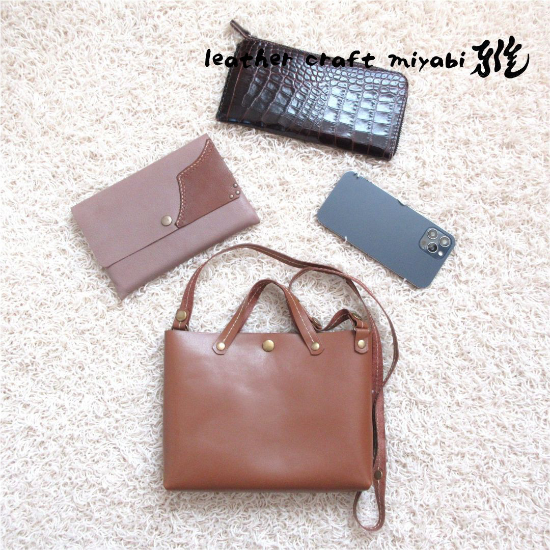 バッグインサコッシュ♪《牛革》スムースレザー・ブラウン・0154