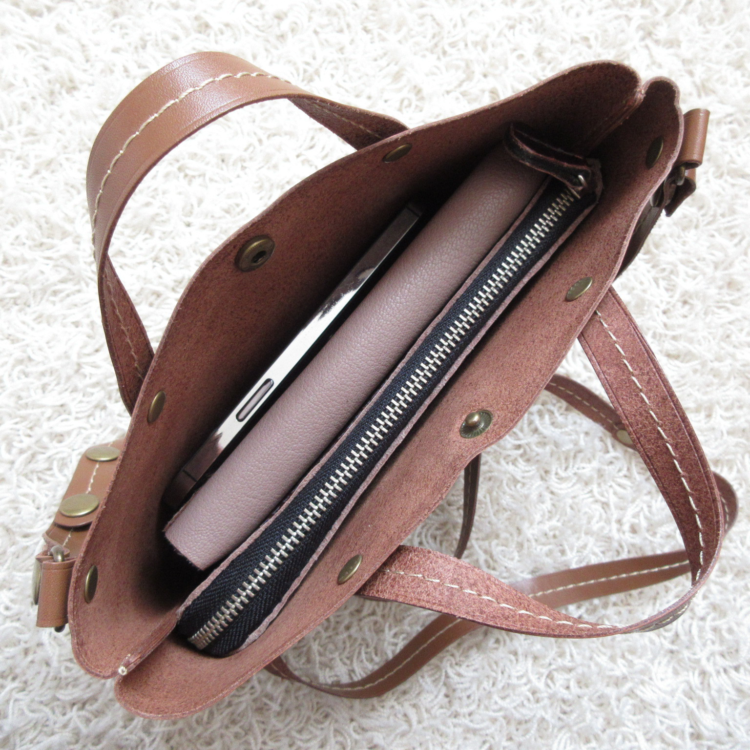 バッグインサコッシュ♪《牛革》スムースレザー・ブラウン・0154