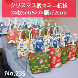 クリスマス柄【持ち手付き】24枚☆ミニ紙袋☆ラッピング袋 ギフト