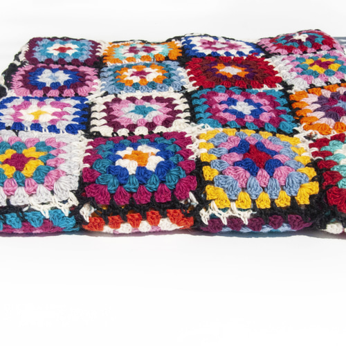 手作りウールかぎ針編みブランケット、織りソファタオル、キャンプ用