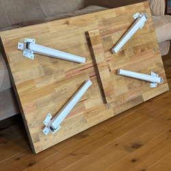 【1台限定特価/即日納品】パイン材　折りたたみテーブル　ホワイト脚　フォールディングテーブル 4枚目の画像