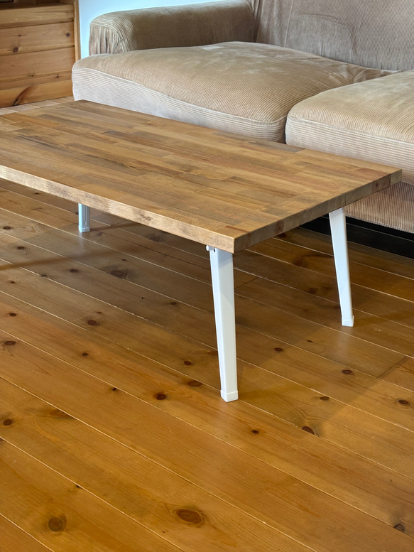 【1台限定特価/即日納品】パイン材　折りたたみテーブル　ホワイト脚　フォールディングテーブル 2枚目の画像