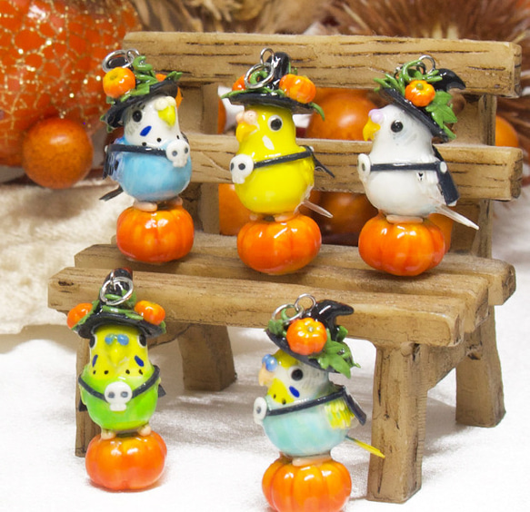 セミオーダー】ハロウィン・セキセイインコちゃんのチャーム・イヤー
