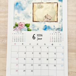 ★透明水彩画　2026年A4カレンダー(縦)  壁掛けカレンダー　午年　馬　猫　花　犬　ハロウィン　クリスマス 8枚目の画像