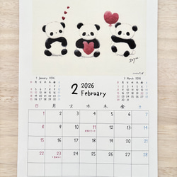 ★透明水彩画　2026年A4カレンダー(縦)  壁掛けカレンダー　午年　馬　猫　花　犬　ハロウィン　クリスマス 4枚目の画像