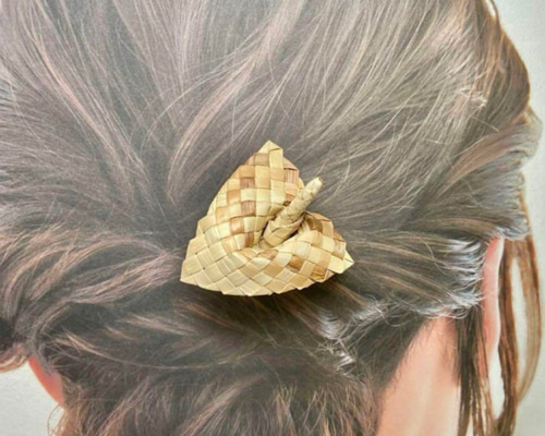 ＊オーシャンページ＊　ミニアンスリウム　ヘアピック ラウハラ編み ミニアンスリウム ヘアピック かんざし ハワイ