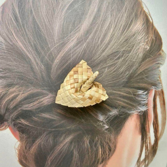 ラウハラ編み ミニアンスリウム ヘアピック かんざし ハワイ