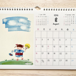 ★2026年　A4カレンダー(横)  透明水彩画　壁掛けカレンダー　午年　馬　ハロウィン　クリスマス　うさぎ　 10枚目の画像