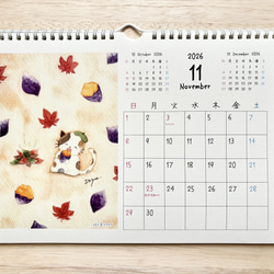 ★2026年　A4カレンダー(横)  透明水彩画　壁掛けカレンダー　午年　馬　ハロウィン　クリスマス　うさぎ　 13枚目の画像