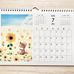 ★2026年　A4カレンダー(横)  透明水彩画　壁掛けカレンダー　午年　馬　ハロウィン　クリスマス　うさぎ　 9枚目の画像