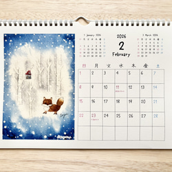★2026年　A4カレンダー(横)  透明水彩画　壁掛けカレンダー　午年　馬　ハロウィン　クリスマス　うさぎ　 4枚目の画像