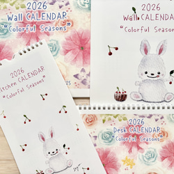 ★お得4冊セット　2026年カレンダー  透明水彩画　午年　馬　うさぎ　猫　犬　花　ハロウィン　クリスマス 3枚目の画像