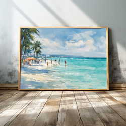 グアムのタモンビーチ 水彩画 インテリアポスター アートパネル
