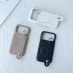 バンド付き iphone 17 16 15 14 13 12 ケース カード収納 カラビナ付き 落下防止 スマホカバー 1枚目の画像