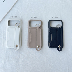 バンド付き iphone 17 16 15 14 13 12 ケース カード収納 カラビナ付き 落下防止 スマホカバー 7枚目の画像
