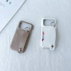 バンド付き iphone 17 16 15 14 13 12 ケース カード収納 カラビナ付き 落下防止 スマホカバー 2枚目の画像