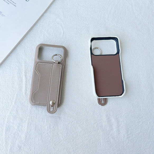 バンド付き iphone 17 16 15 14 13 12 ケース カード収納 カラビナ付き 落下防止 スマホカバー 4枚目の画像