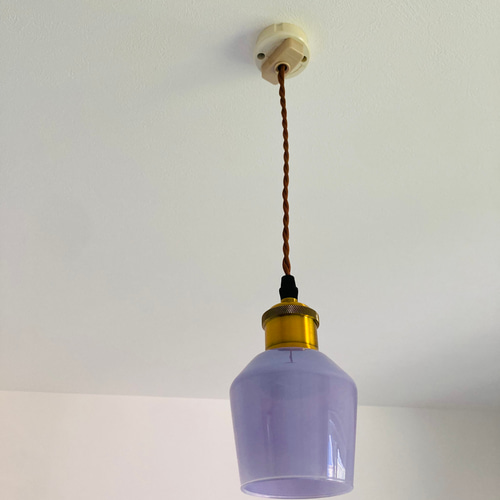 パープル紫 パステルミルキーカラー ガラス ペンダントライトモダン