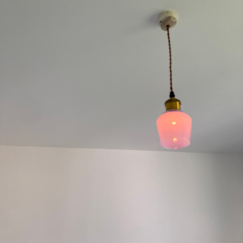 パープル紫 パステルミルキーカラー ガラス ペンダントライトモダン