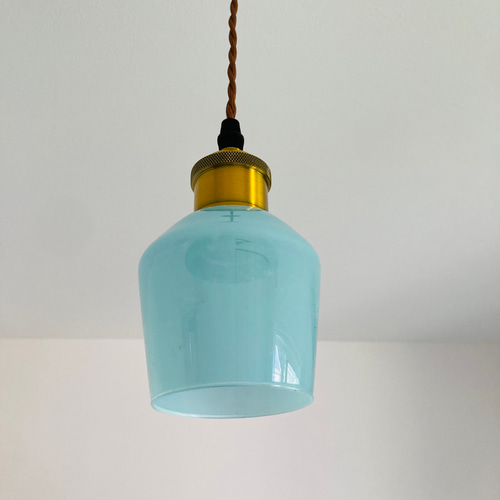 ブルー パステルミルキーカラー ガラス ペンダントライトモダン