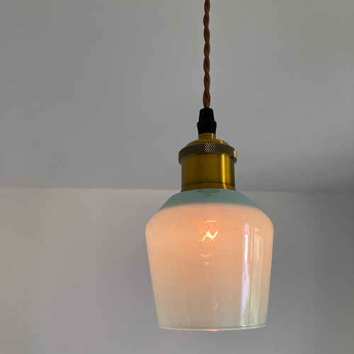 ブルー パステルミルキーカラー ガラス ペンダントライトモダン