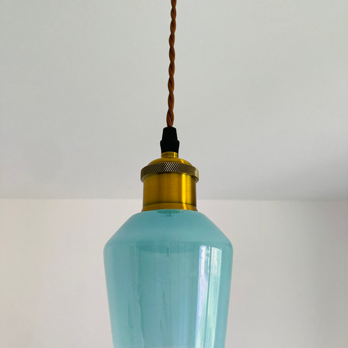 ブルー パステルミルキーカラー ガラス ペンダントライトモダン