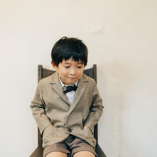 110 120 130 ライトブラウンチェック 【入学式】スーツ 選べる 蝶