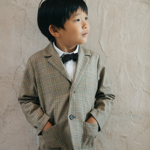 110 120 130 ライトブラウンチェック 【入学式】スーツ 選べる 蝶