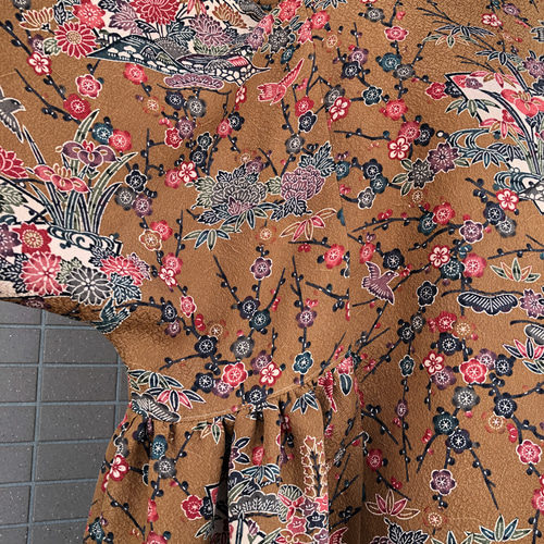 KR-333 着物 リメイク ワンピース ゆったりふんわりシルクワンピース