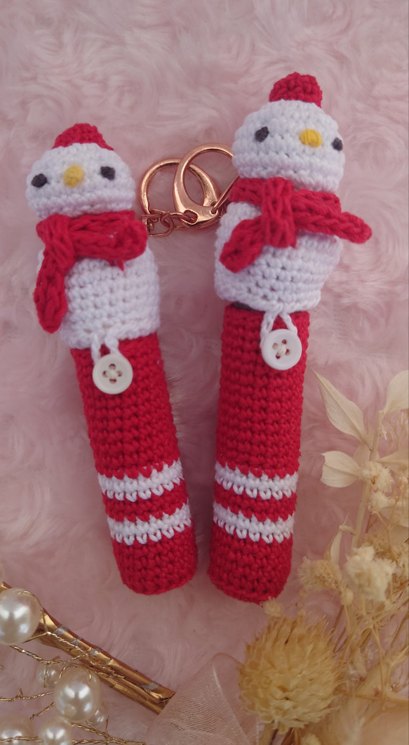 【送料無料】リップクリームの長さが選べるsnowman　リップケース バックチャーム 1枚目の画像