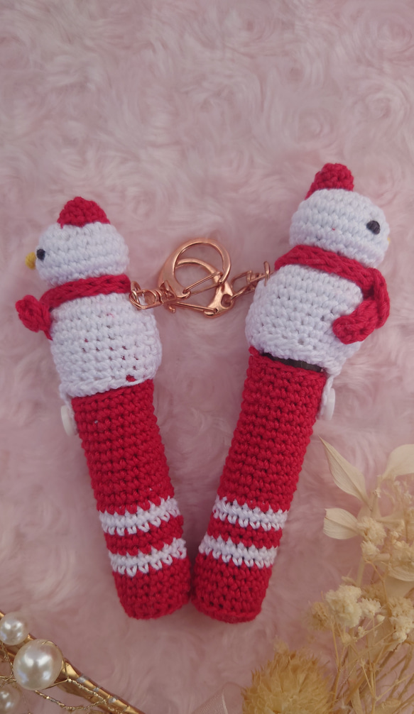 【送料無料】リップクリームの長さが選べるsnowman　リップケース バックチャーム 2枚目の画像