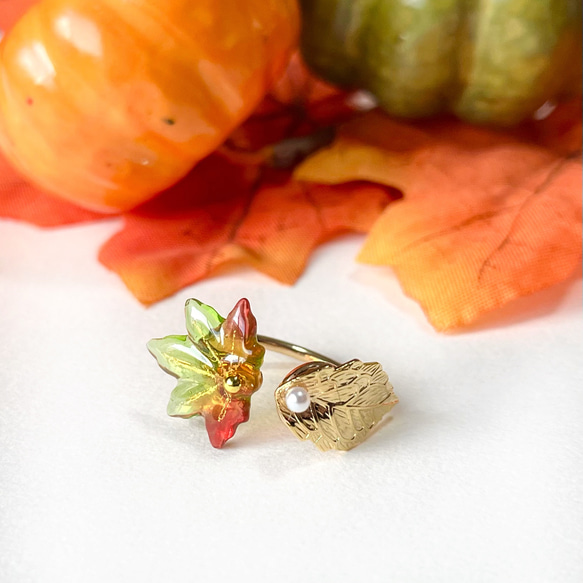 染まりかけのもみじのフォークリング 2枚目の画像