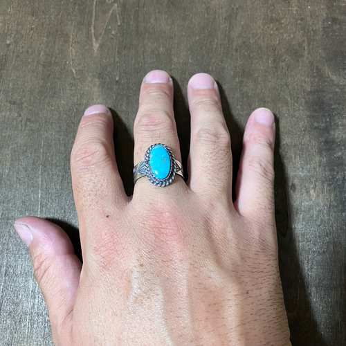 BRDF インディアンジュエリー リング 指輪 青 21号 ターコイズ 天然石 ターコイズマウンテン ターコイズ シルバリング 指輪 21号