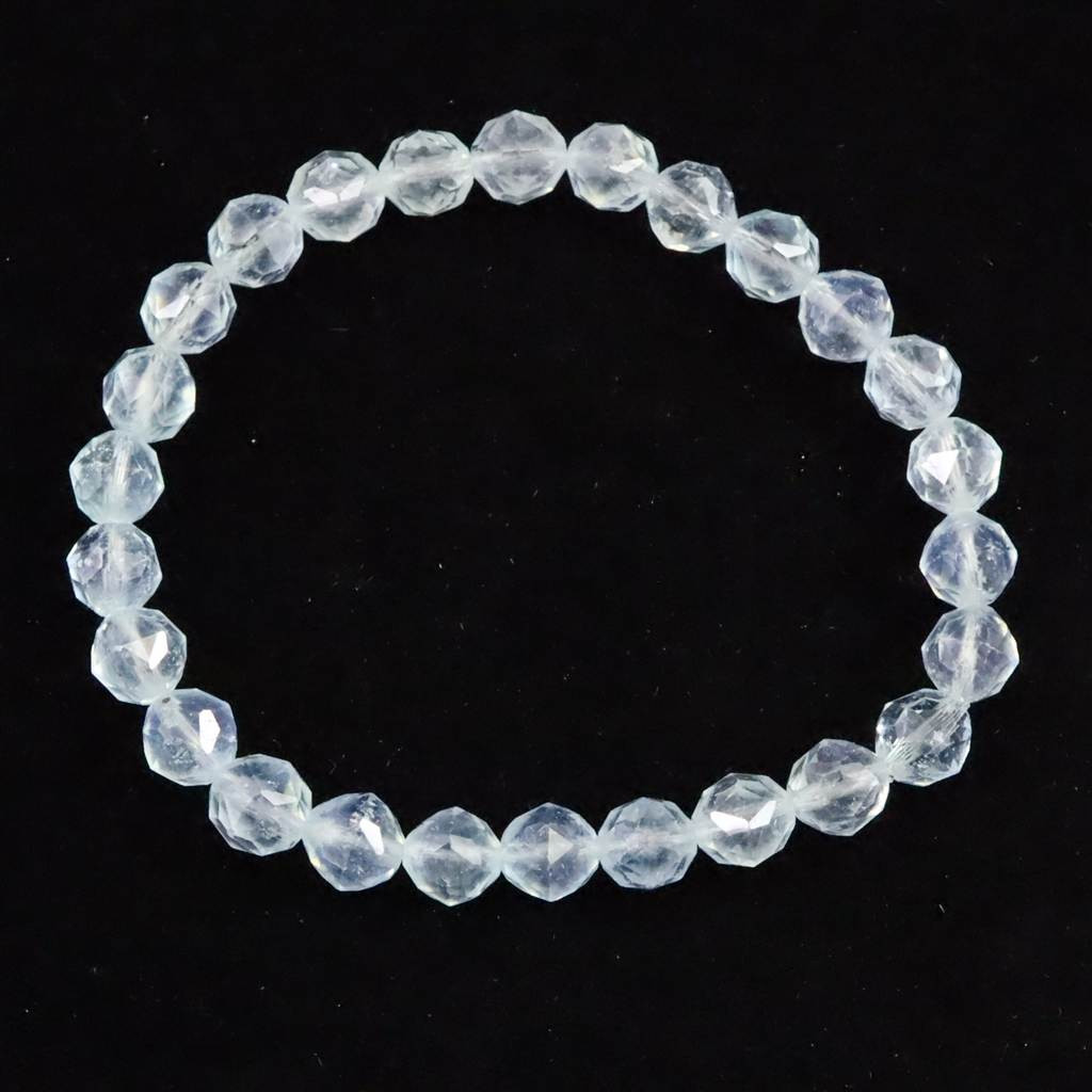 ブラジル産 アクアマリン 6.5mmスターカットブレスレット 9.4g #22197