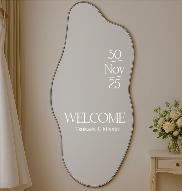ウェルカムミラー ウェルカムボード WELCOMEステッカー ウェルカムミラー 姿見 全身
