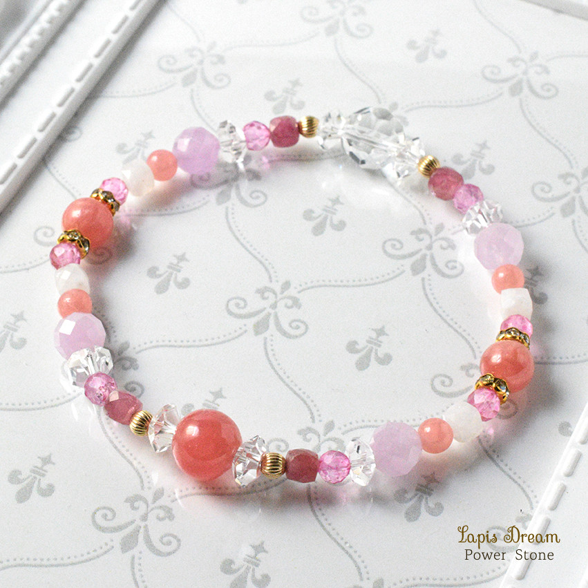 心を癒し愛を育む、女神ののお守り | インカローズ、クンツァイトの天然石パワー.ストーン ブレスレット