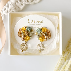 【木漏れ日】 刺繍耳飾り　秋に着けたいピアス・イヤリング 5枚目の画像