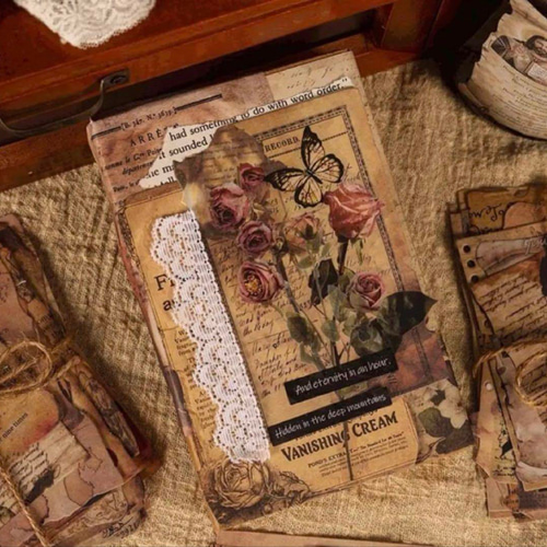 コラージュ デザインペーパー 素材紙 ビンテージ 日記 紙もの 手紙