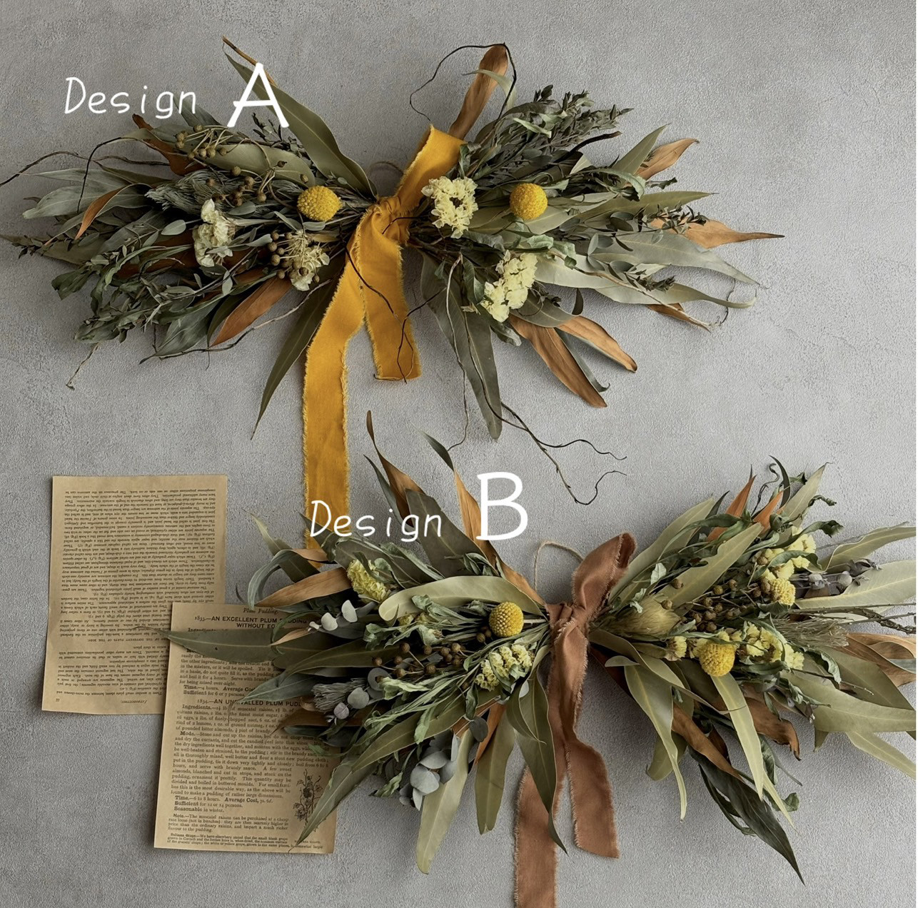 ＊　空間を彩る贈り物　＊　ナチュラルイエローの横長スワッグ(ドライフラワー)  開店・新築・周年祝いにもぴったり！