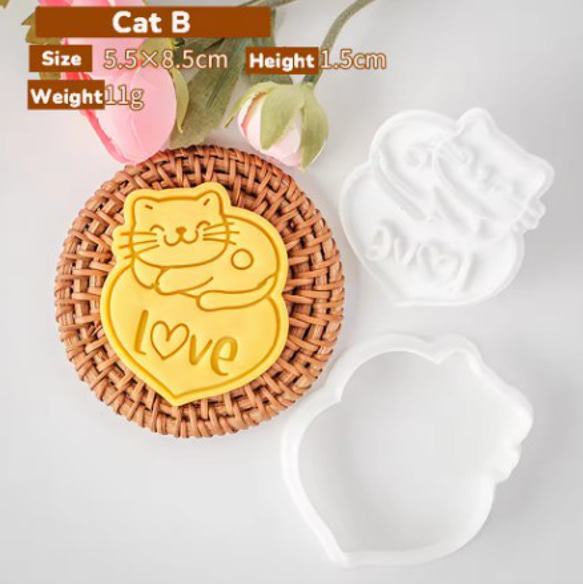 猫　ねこ　ｃａｔ　クッキー型　型抜き　輸入雑貨　ビスケット　かわいい　バ レンタイン　大き目　にゃんこ 4枚目の画像